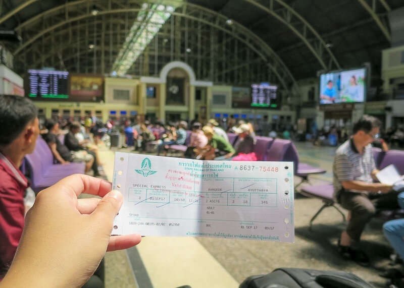 ticket purchased at Bangkok train station