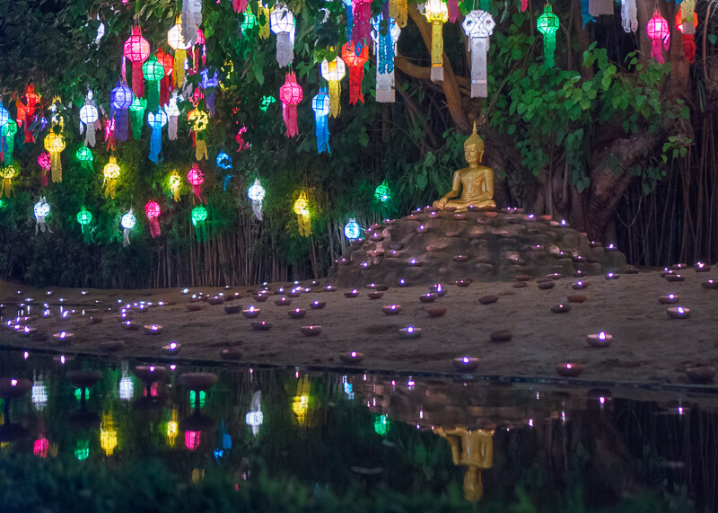 Loy Krathong Chiang Mai lantern festival - lanterns on tree