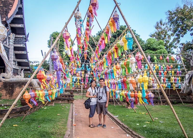 Loy Krathong Chiang Mai lantern festival - under lanterns decoration
