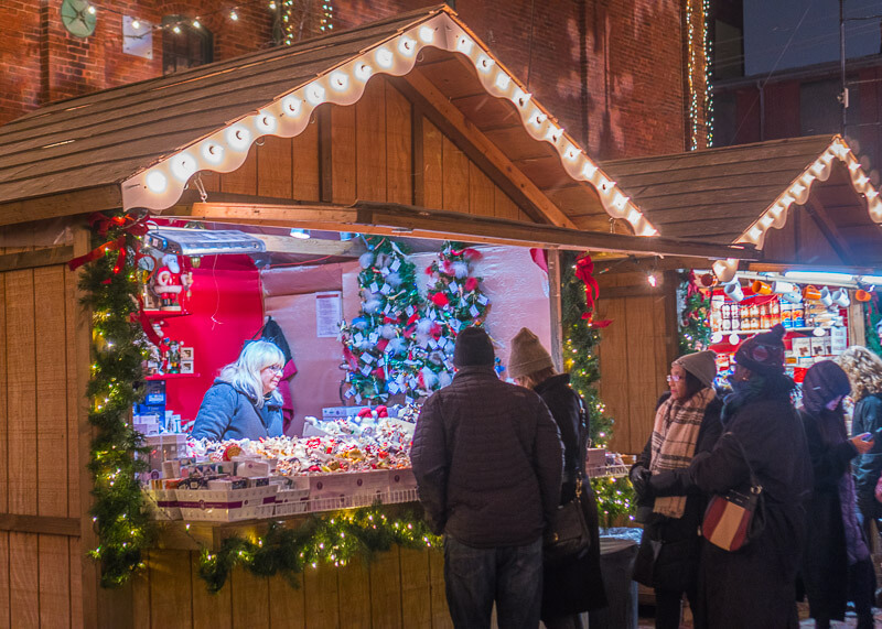 Toronto distillery district Christmas market - stalls