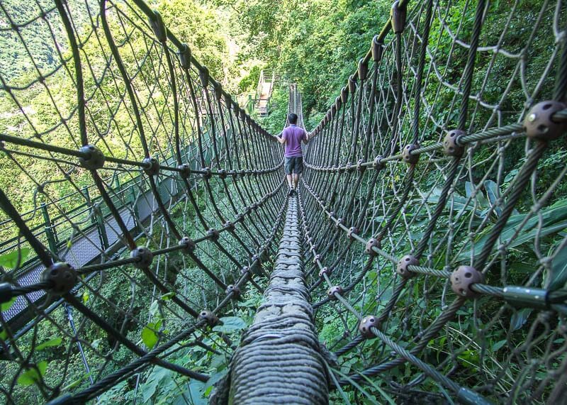 modern nomadic lifestyle - taroko gorge bridge trail in hualien