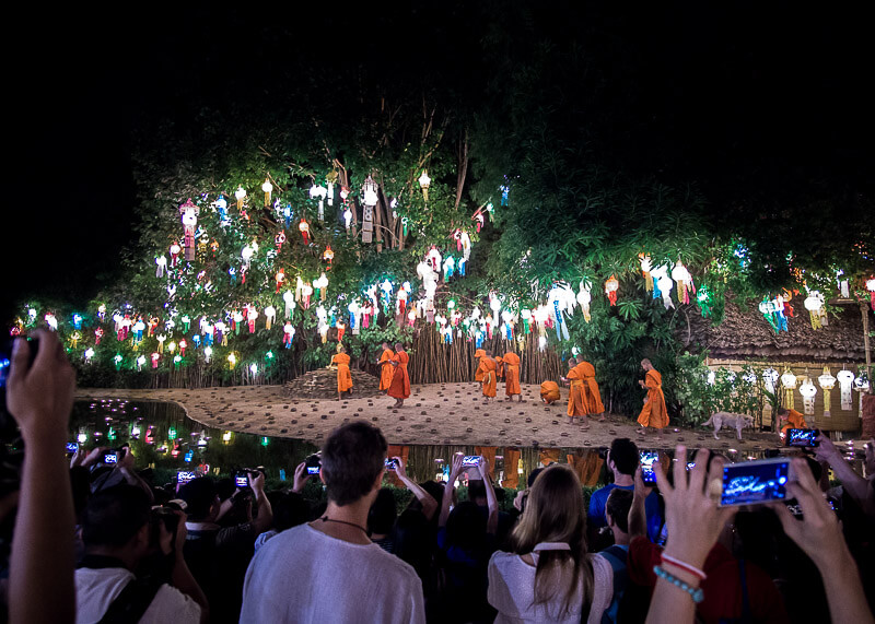 chiang mai travel blog - monks at lantern festival