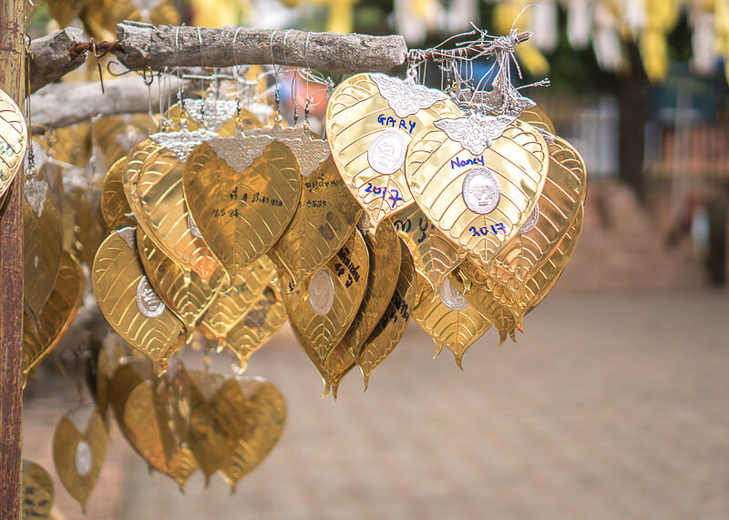 chiang mai trip blog - temple gold heart leaves